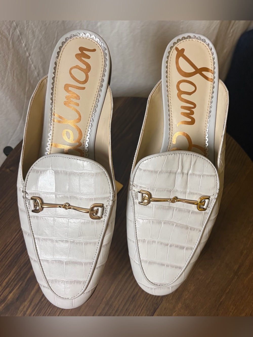 Sam Edelman Linnie Bit Mule White Croc Leather Loafers Size 8.5 - Picture 2 of 9